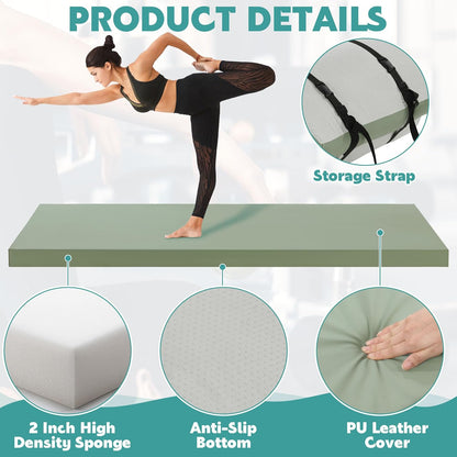 MABOZOO 2 Inch Thick Yoga Mat, 72''x24'x2" Foldable Extra Thick Exercise Mat Gymnastics Mat with PU Leather, Padded Yoga Mat Fitness Mat for Yoga, Pilates, Stretching
