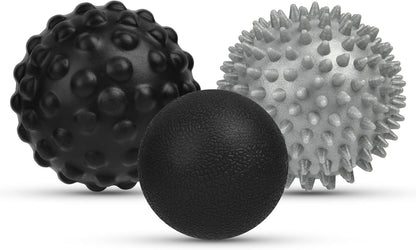 URAQT Spiky Massage Ball Set, 2 Pack Physical Therapy Massage Balls, Hard Lacrosse Ball & Spiky Massage Ball for Myofascial Release and Trigger Point Deep Tissue Massage (Red)