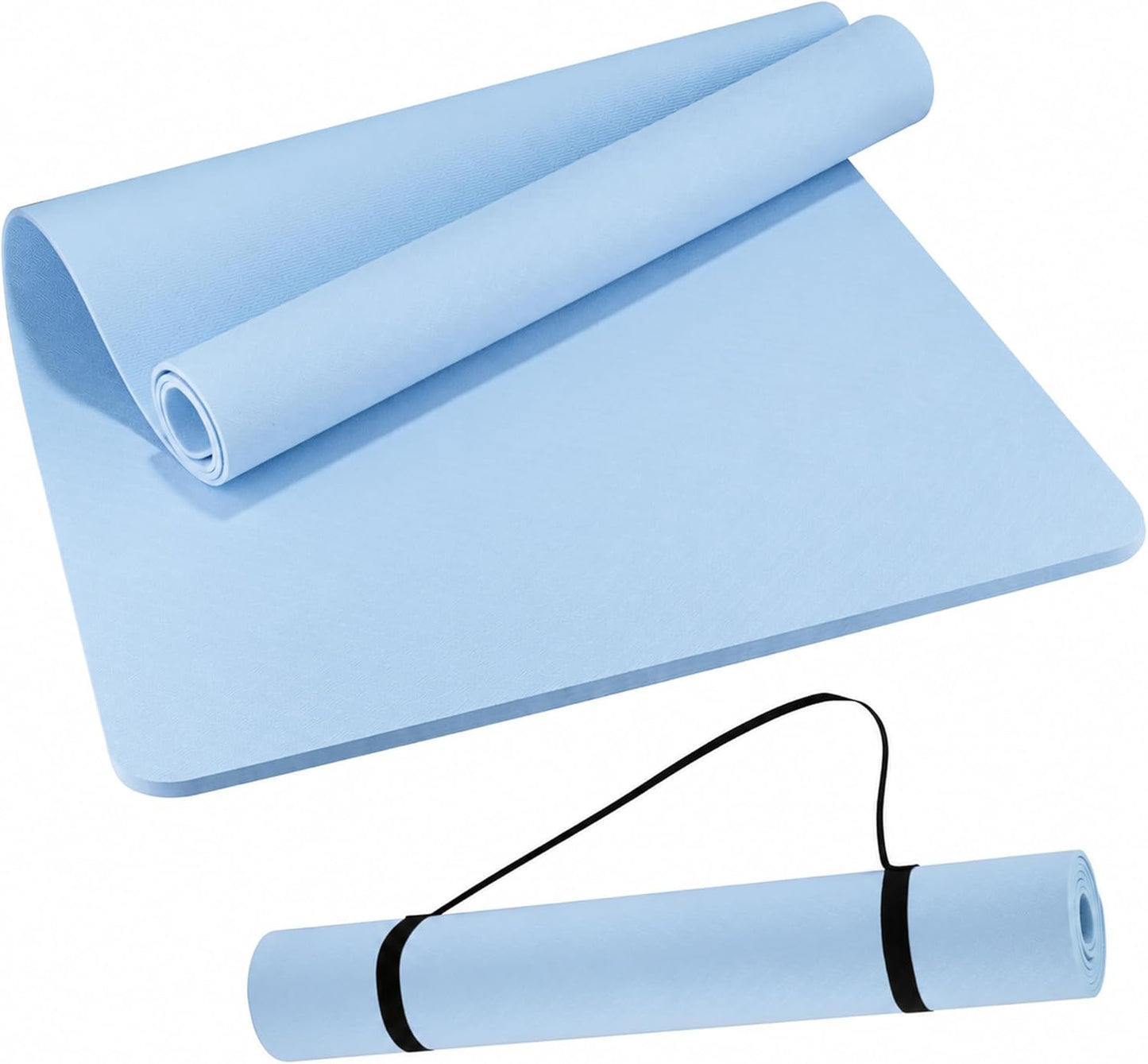 Extra Wide Yoga Mat 72" x 32", 6mm Non Slip TPE Exercise Mat with Carrying Strap, Large Workout Mat for Yoga, Pilates, Stretching, HIIT & Home Gym