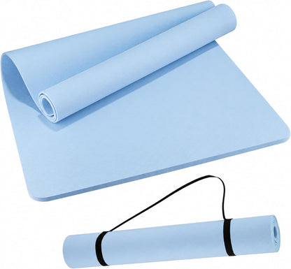 Extra Wide Yoga Mat 72" x 32", 6mm Non Slip TPE Exercise Mat with Carrying Strap, Large Workout Mat for Yoga, Pilates, Stretching, HIIT & Home Gym