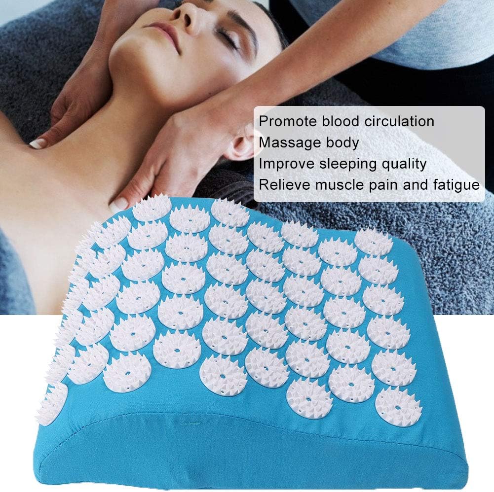 Acupressure Massage Pillow Improve Stiffness Safe Acupressure Pillow Improve Fatigue Relieve Headache Multiple Massage Points Keep Healthy Home Use for Sleep(Blue)