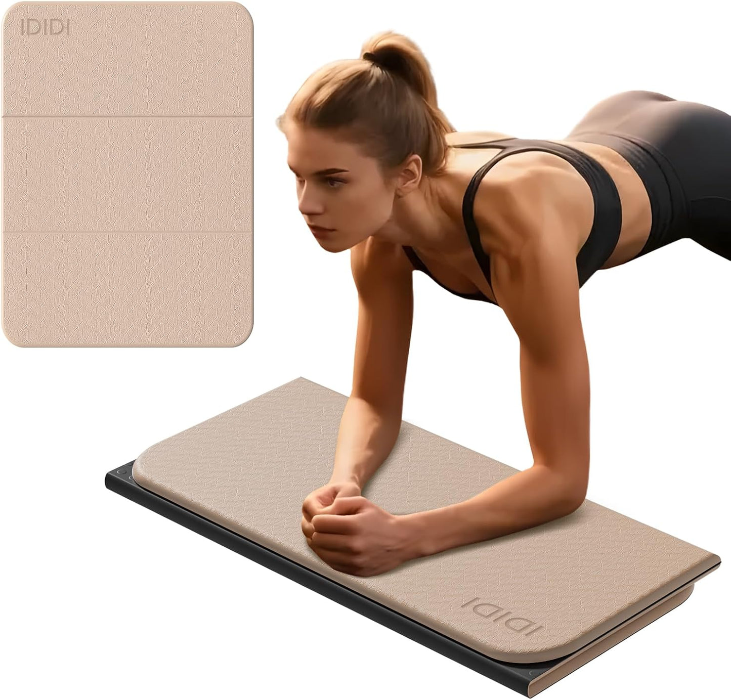 Foldable Exercise Pad for Gym or Home Use, (1.2" x 14"x 24"）Extra Thick and Wide Multi-Functional Knee Pad Cushion & Push Up Mat for Man Woman Kids, Non-Toxic POE Kids Yoga Mat, Lightweight Elbow Cushion for Yoga, Pilates