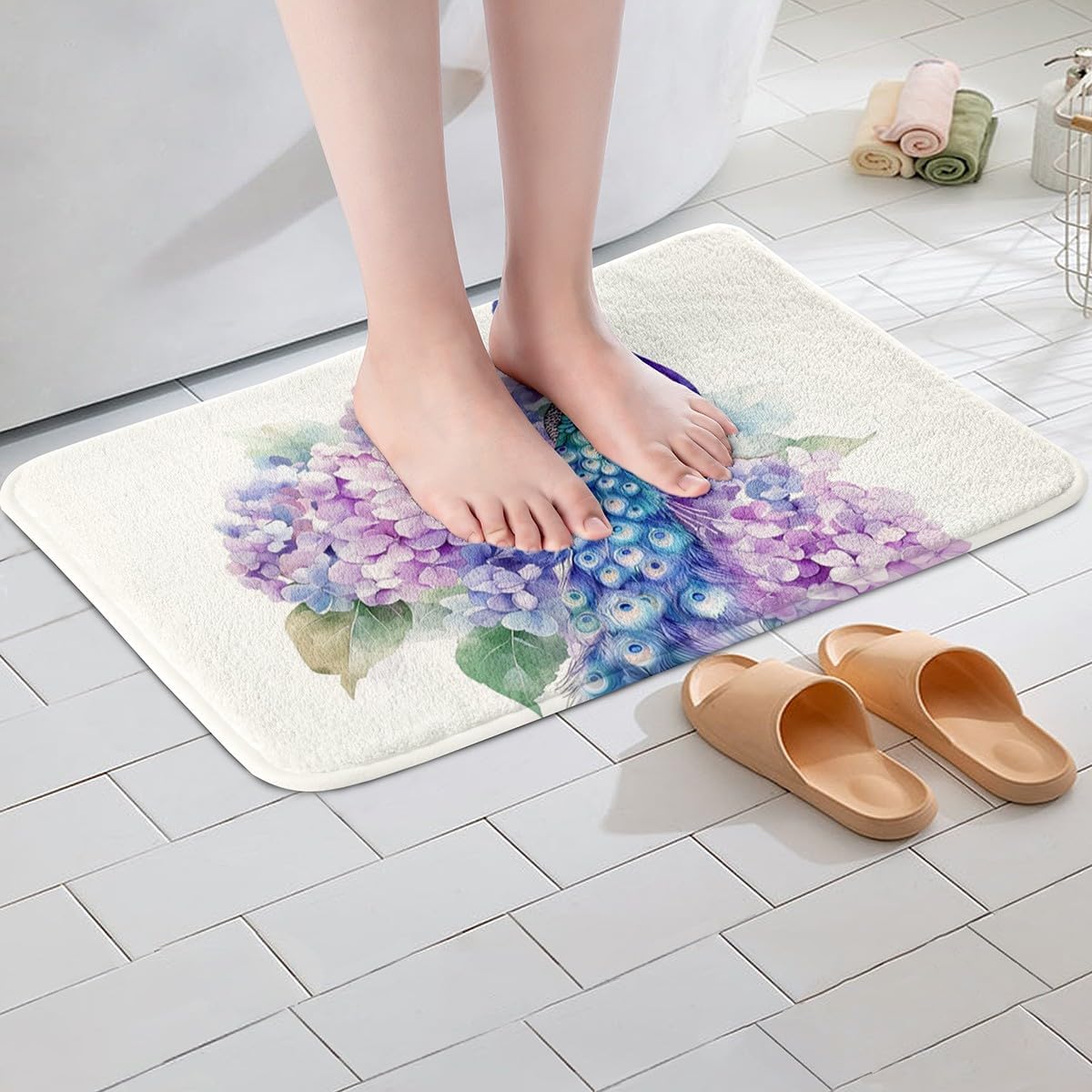 Erosebridal Yoga Bathroom Rugs Gradient Bath Mat,Meditation 20"X 32" Doormats Floor Mats for Kids Boys Girls Teens Lotus Art Non Slip Bath Rug