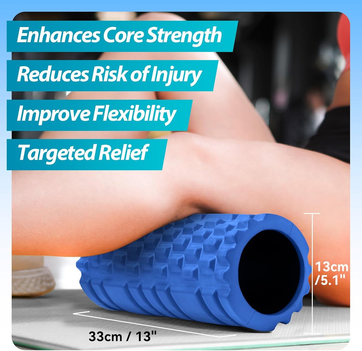 Krightlink Foam Roller for Deep Tissue Massager, 13" High Density Exercise Patented Roller for Muscle Massage and Myofascial Trigger Point Release Back Roller for Fitness, Yoga and Pilates (Black)
