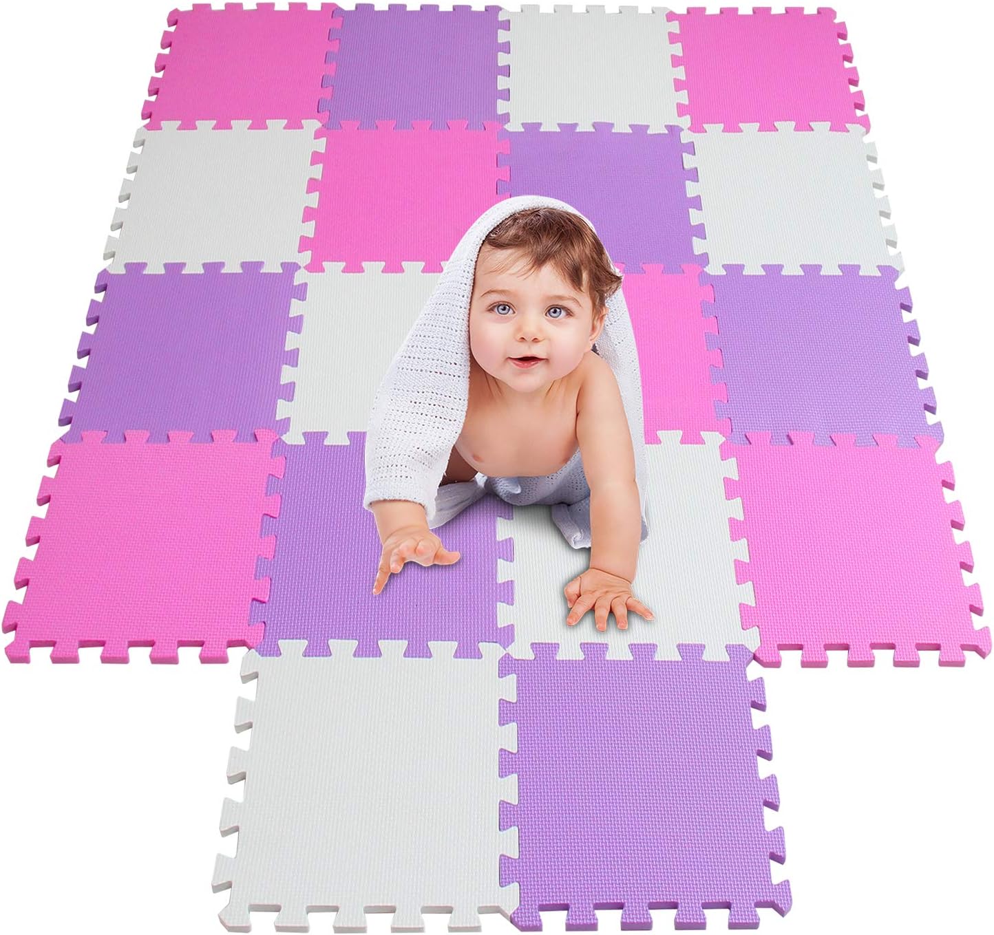 meiqicool Foam Play Mat Thick Soft EVA Interlocking Foam Floor Mats Children Yoga Exercise Multi Jigsaw Puzzle Blocking Board Kids Playmats Play Grey 18 Piece L