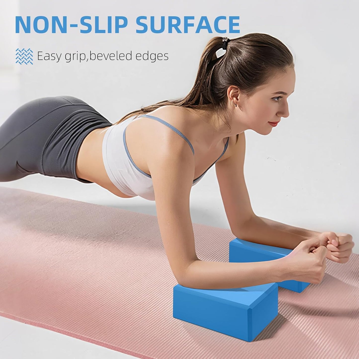 1 Pack Large Foam Yoga Blocks 9x6x4 Inches, Sturdy Pilates Block, Workout Block, Non Slip Surface Yoga Brick for Pilates Meditation, Stretching and Toning, Pink