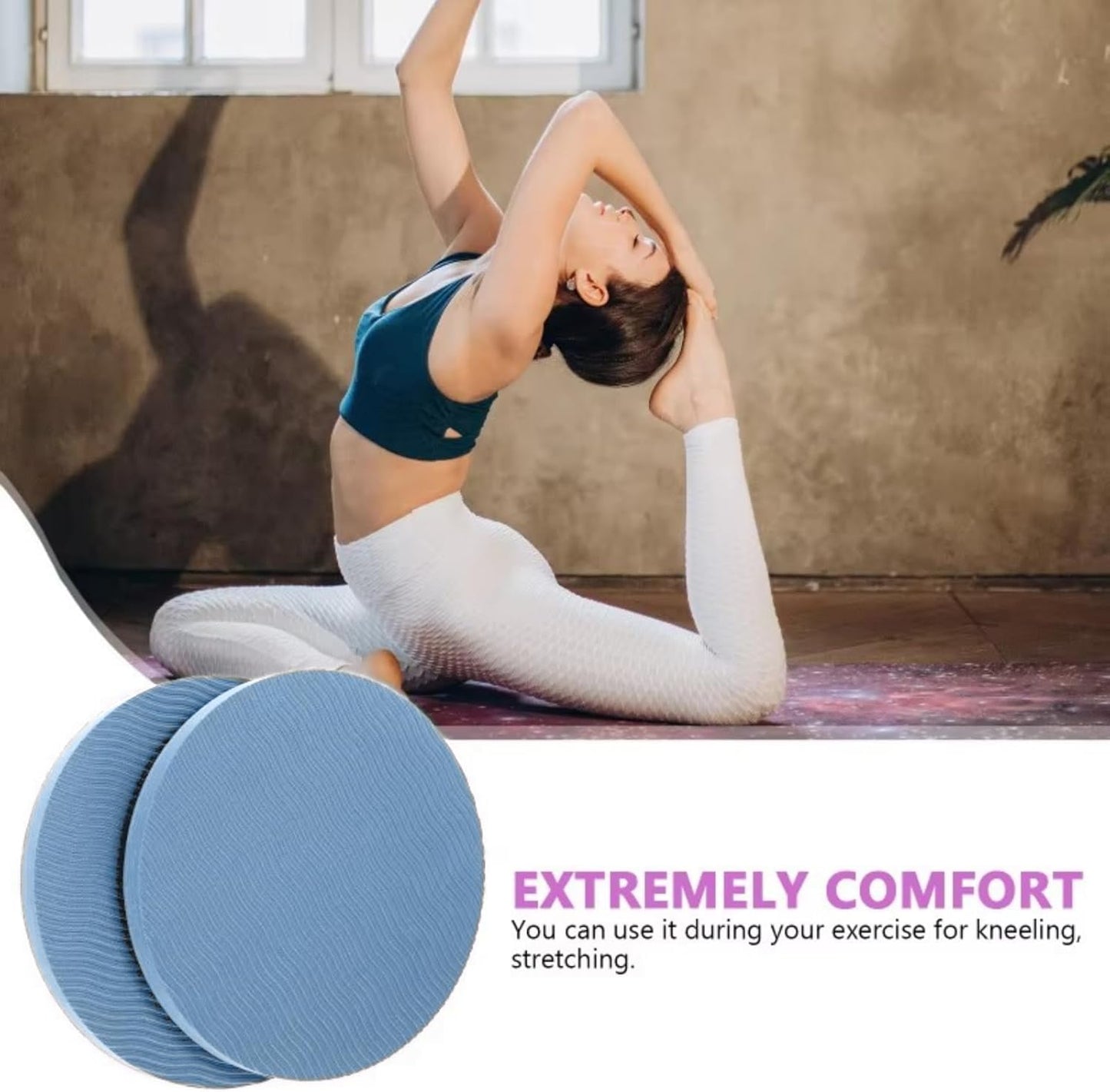 2-piece set yoga knee pads and exercise mats - super thick anti slip support for thick boards, gardening, push ups, knees, Pilates, and floor exercises - knees, elbows, wrists
