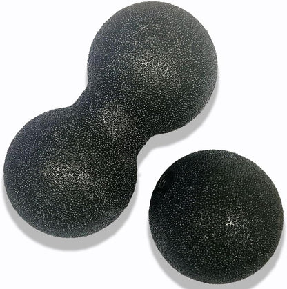 Hard Peanut Massage Ball - Double Ball for Trigger Point Therapy, Myofascial Release, Deep Tissue Fitness Massage & Relax Tight Muscles, Peanut Ball 16cm & Trigger Point Massage Ball 8cm (B)