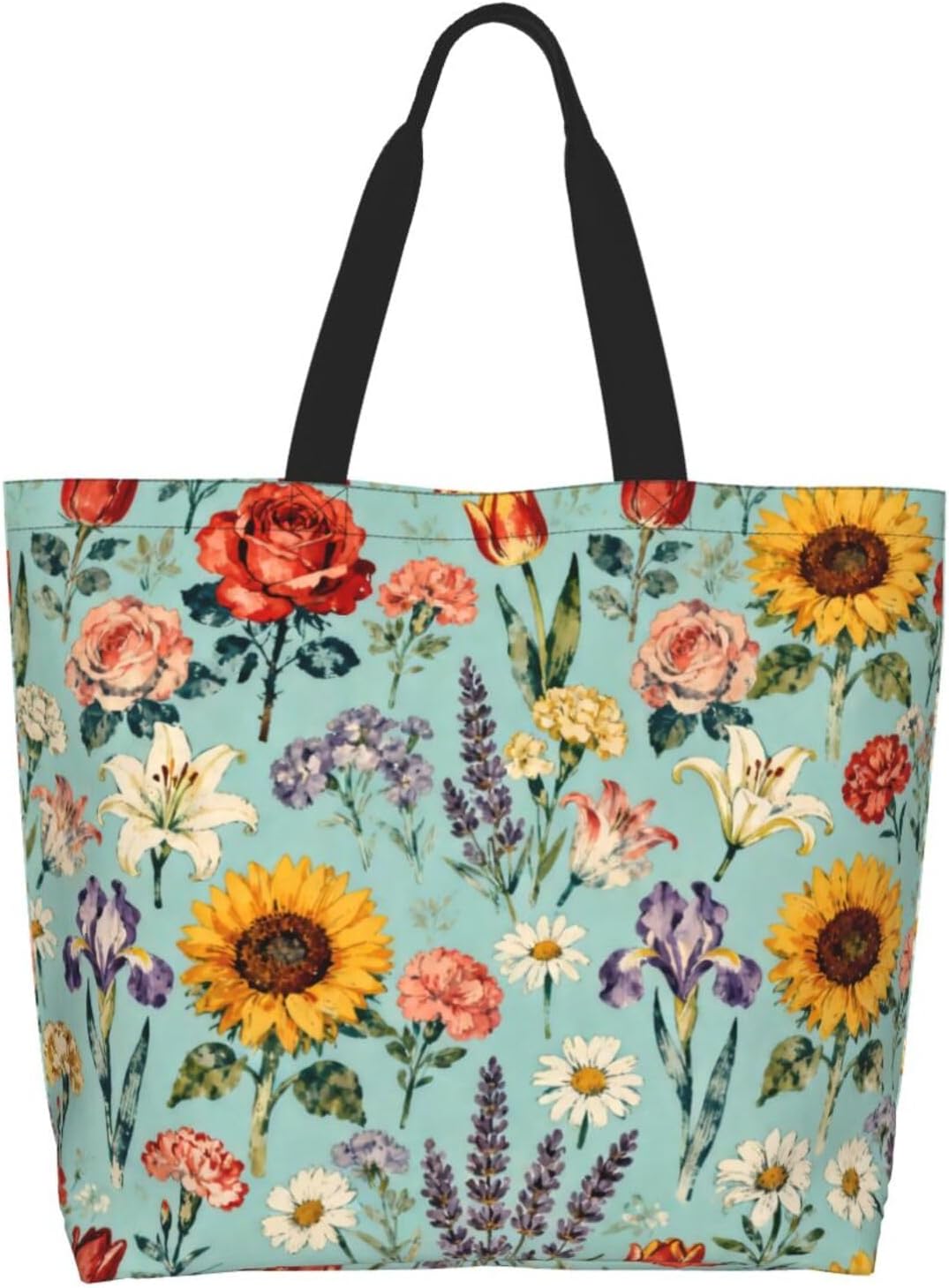 Tote Shoulder Bag Large Durable Reusable Eco-friendly Handbag Lightweight Stylish for Daily Use-19.7x15.7x5.9 Inch - Colors B