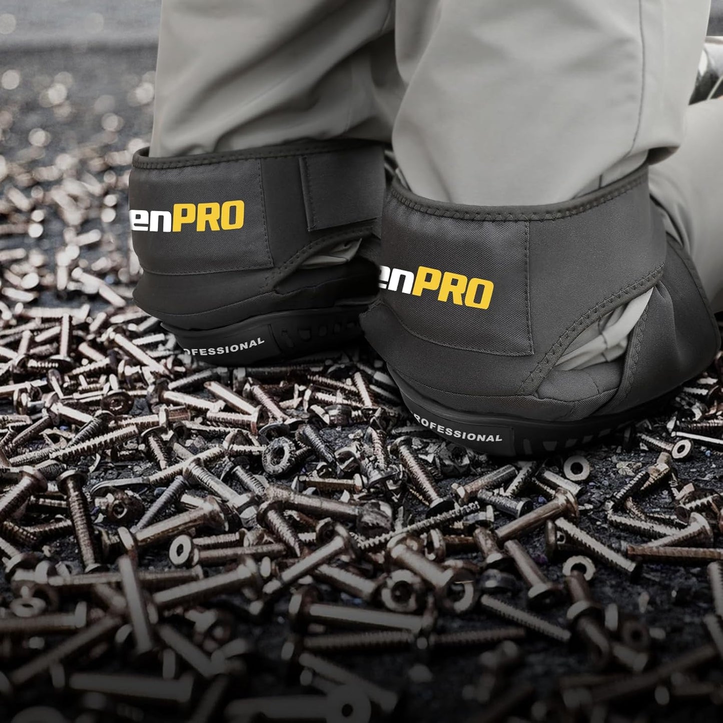 GRENPRO Professional Knee Pads for Work,Heavy Duty Thick Foam Knee Pads Tools, Knee Pad with Soft Gel Cushion for Construction, Work, Flooring, Gardening, Cleaning, Tiling,Gray