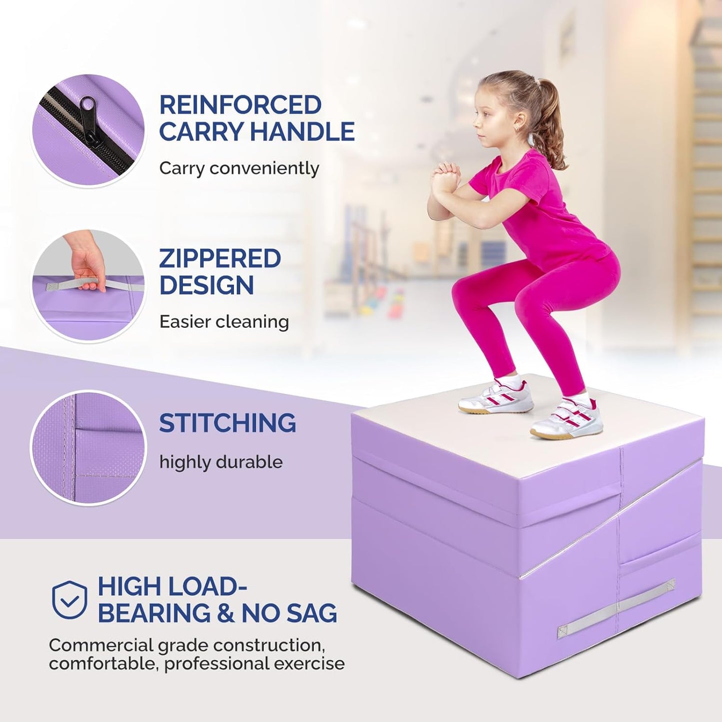 Matladin Incline Gymnastics Cheese Wedge Mat, 48"x24"x14" - Folding Gymnastics Mat for Kids Girls Home Training