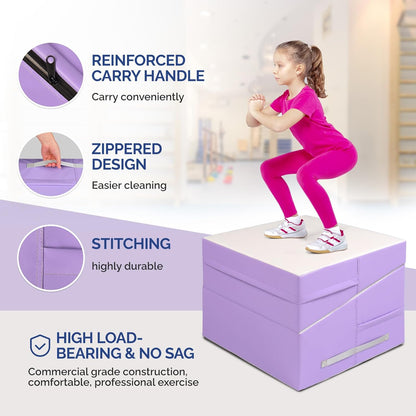 Matladin Incline Gymnastics Cheese Wedge Mat, 48"x24"x14" - Folding Gymnastics Mat for Kids Girls Home Training