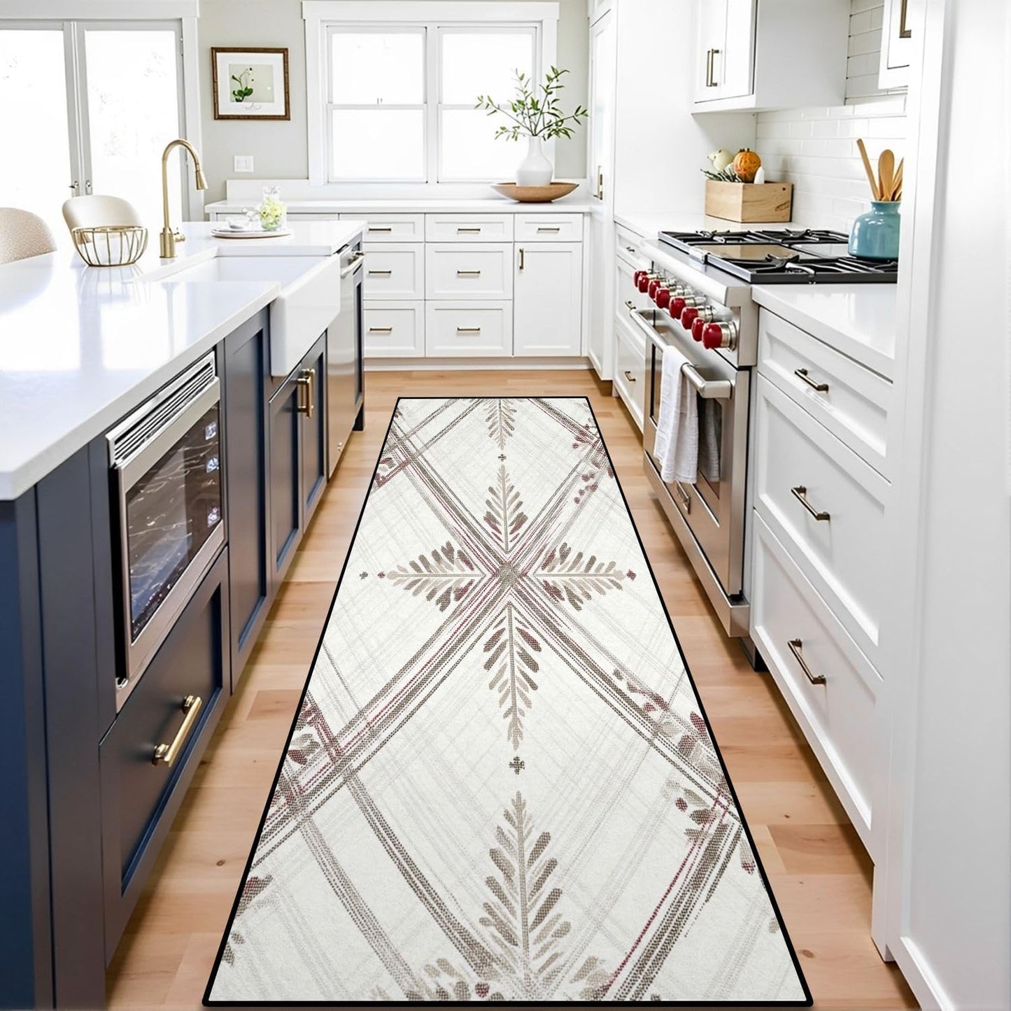 Runner Rug Washable 2x6 White Navy Blue Green Tartan Plaid Scottish Texture from Tartan Plaid Non-Slip Hallway Area Rug Indoor Outdoor Home Decor for Entryway Bathroom Kitchen Carpet Yoga Floor Mat