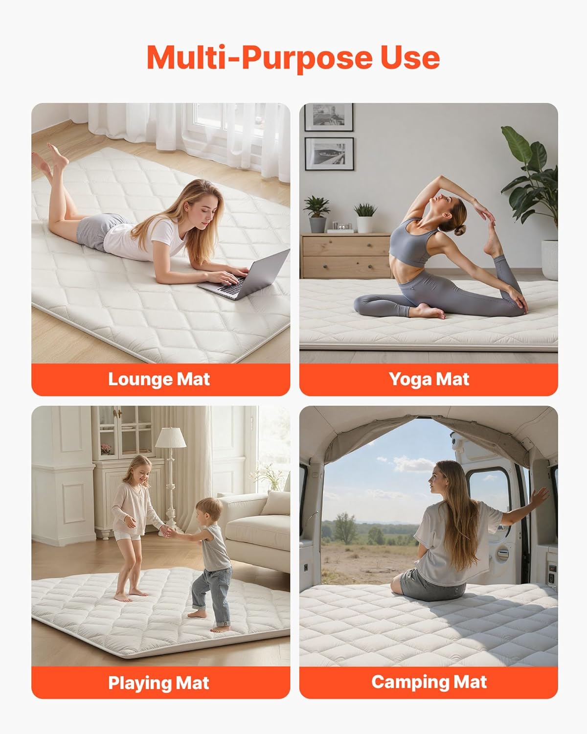 VEVOR Japanese Floor Mattress, Futon Mattress, 100% High Density Comfortable Foam, Foldable Tatami Mat with Storage Bag, Sleeping Pad for Camping Dormitory Yoga