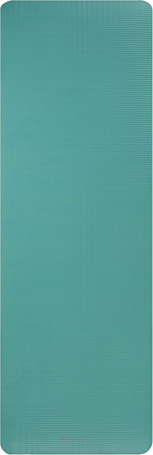 Gaiam Essentials 2/5" Thick (10mm) Yoga & Pilates, Fitness & Exercise Mat with Easy-Cinch Carrier Strap Cusion Support For Fitness and Gym Workouts