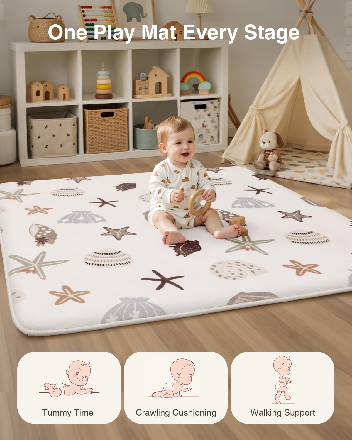 Large Thick Baby Play Mat for Floor,Padded Foam 59x79 Playpen Mat,Soft Support&Plush Feel Nursery Kids Rug,Non Slip for Toddler,Infants,Kids Playroom,Yoga,Baby Crawling,Tummy Time (Light Grey)