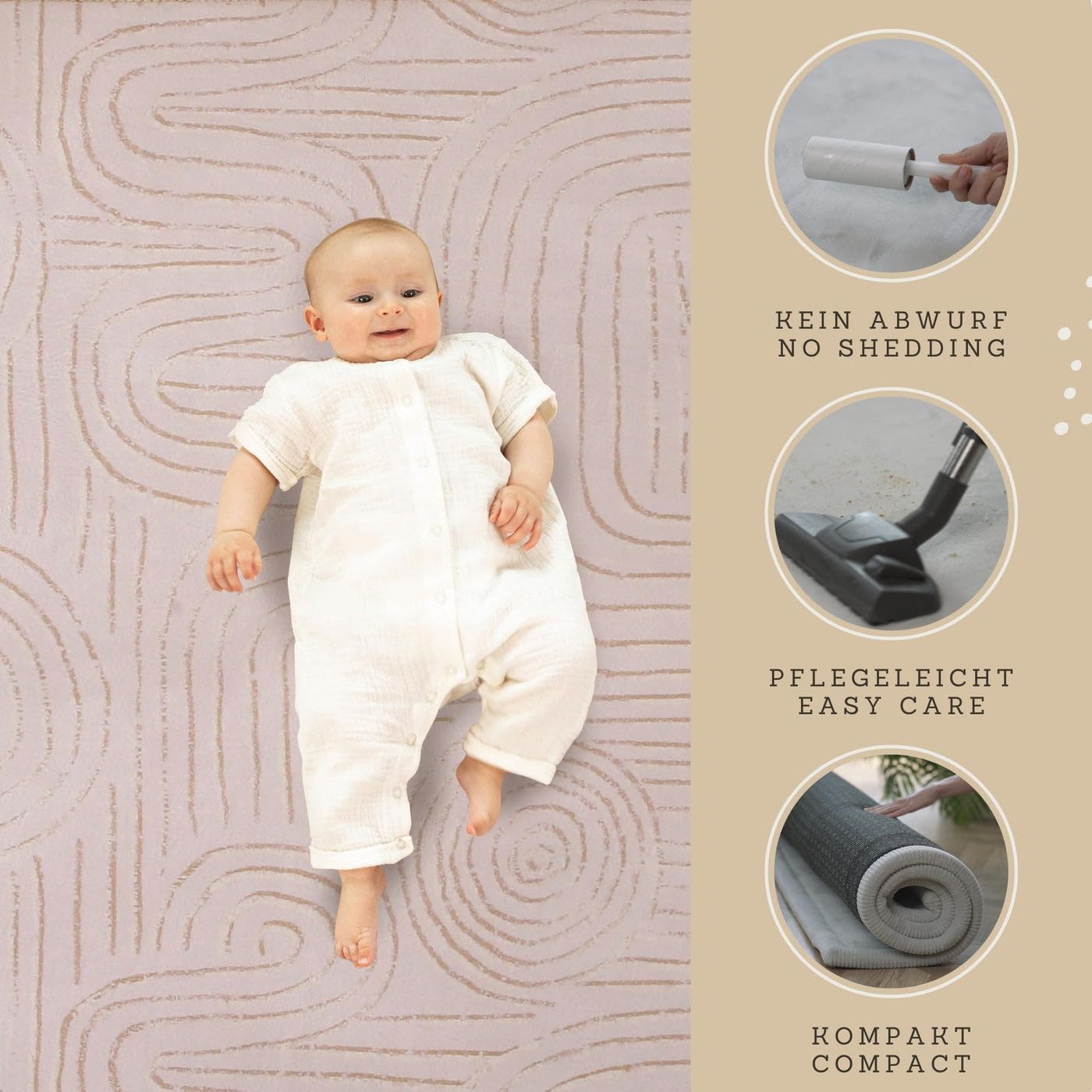 Hakuna Matte CloudSoft Mat for Floor 60" x 80" Beige – Coral Velvet Memory Foam Rug – Non-Slip, Water-Resistant