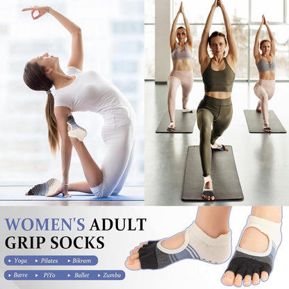 Pilates Socks with Grips for Women,Yoga Socks, Non-Slip Yoga Sock with Toe Separators, Pilates Non Slip Sock
