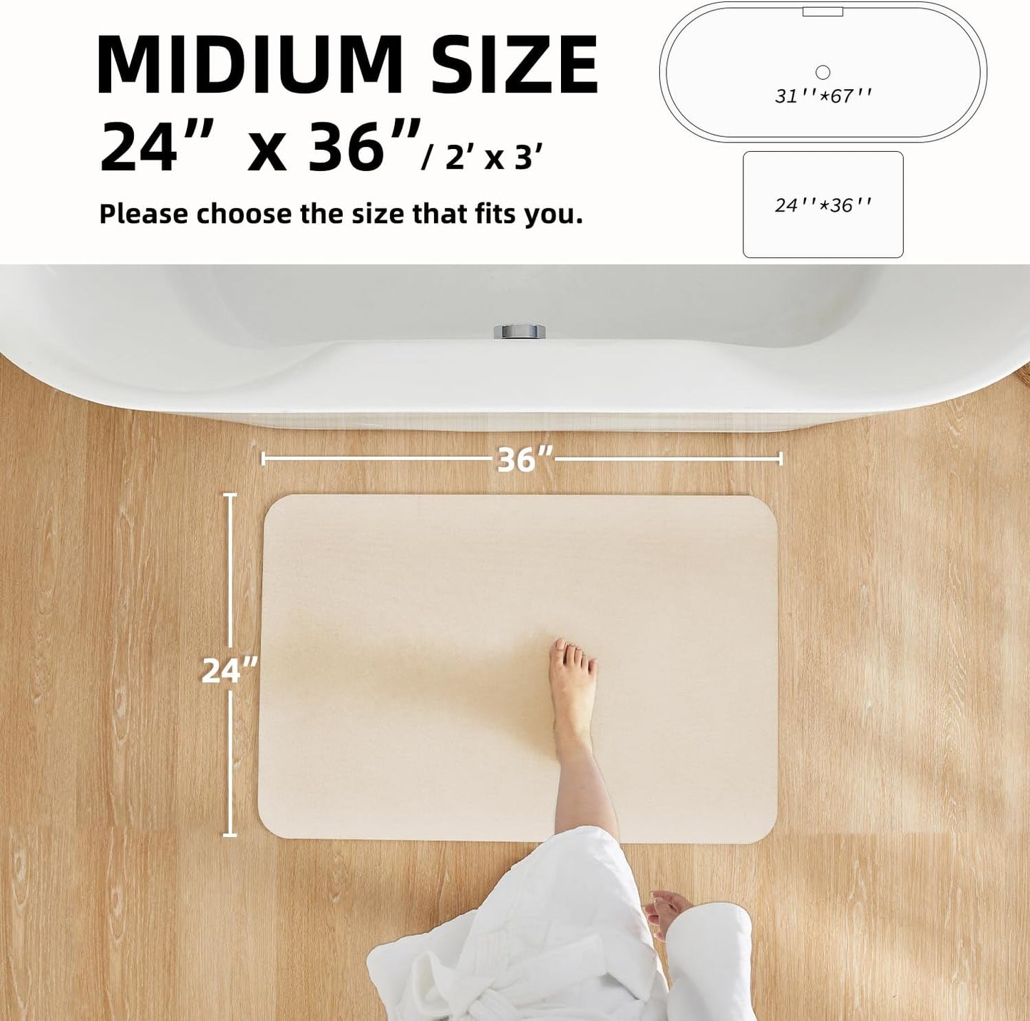 TYUU Bath Mat, Bathroom Rugs Non Slip Washable Thin Absorbent Quick Dry Bath Mat Fits Under Door Bathroom Floor Mat Perfect for Bath, Shower, or Sink 24"x36" Dark Grey