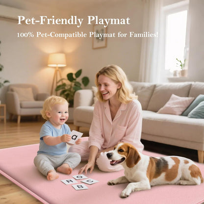 PapaMama Baby Play Mat,1.3" Thick Memory Foam 50x50 Soft Velvet Playpen Mat for Kids,Infants,Toddlers,Tummy Time Crawling Mats with Non-Slip Bottom,Yoga,Tatami,Nursery Rug(Sky Blue)