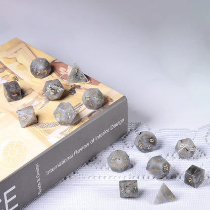 mookaitedecor 7 PCS Blue Howlite Turquoise Crystal Polyhedral DND Dice Set, Polished Tumbled Stones Dices for RPG MTG Table Games Home Decoration