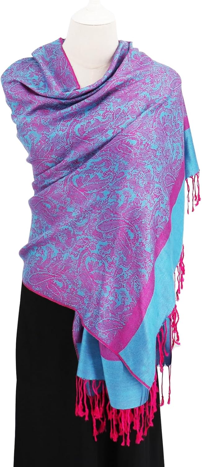 vimate Silky Paisley Pashmina Shawl Scarf-Women's Soft Double-side Jacquard Pashminas Wrap for Evening Dress Travel Shawl