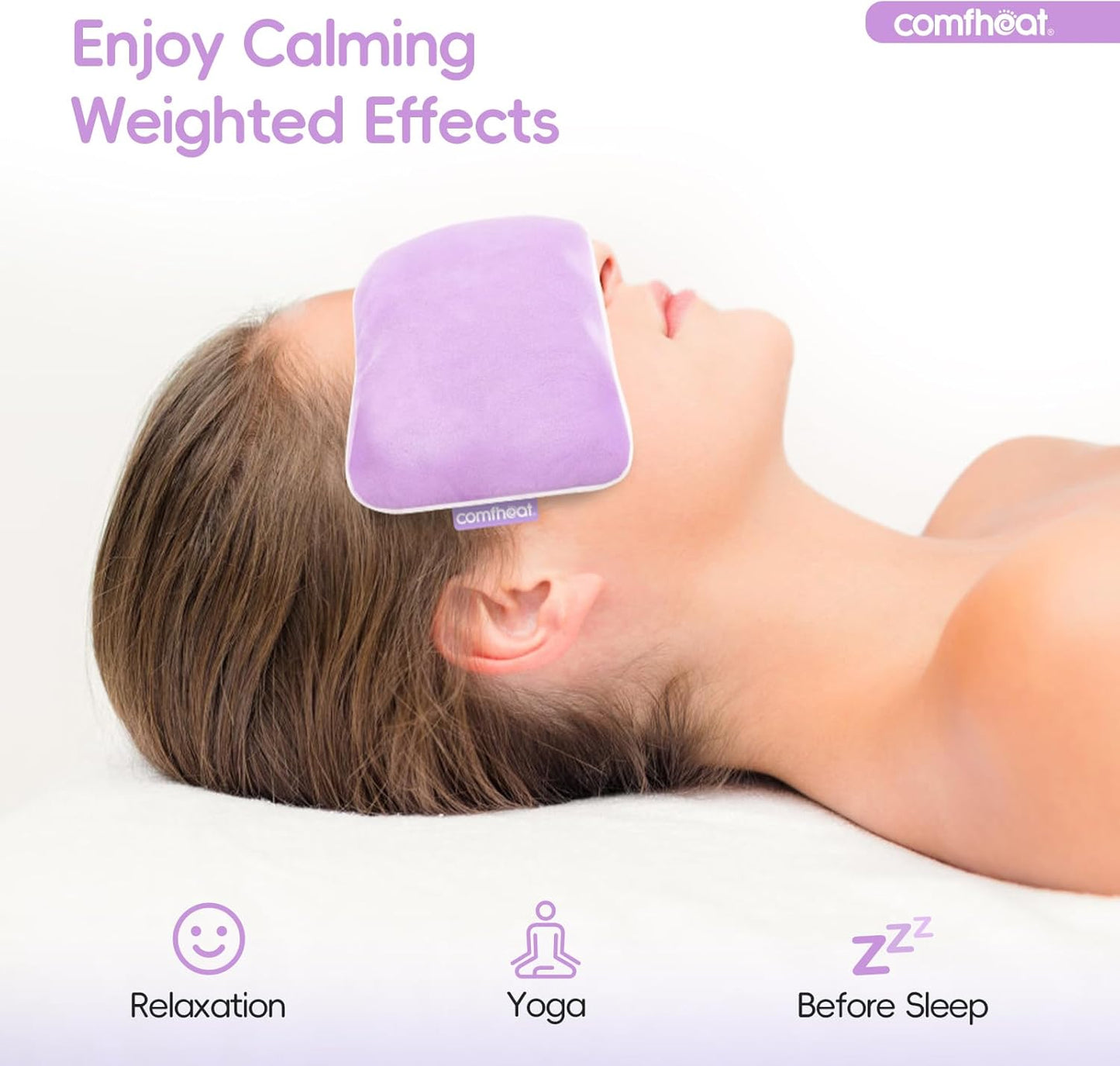 Unscented Weighted Eye Pillow for Yoga, Microwavable Moist Heat Eye Compress Mask with Washable Cover for Relaxation, Sleeping, Meditation, Yoga, Spa, Migraine Relief