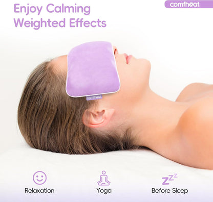 Unscented Weighted Eye Pillow for Yoga, Microwavable Moist Heat Eye Compress Mask with Washable Cover for Relaxation, Sleeping, Meditation, Yoga, Spa, Migraine Relief