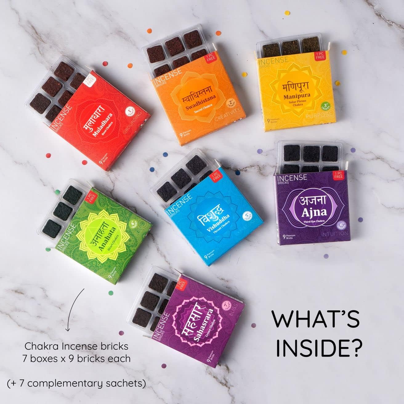 7 Chakra Incense Brick Gift Set by Aromafume | 14 Bricks & Tree of Life Exotic Burner | Smokeless Incense Set for Chakra Balance | Yoga & Meditation Gifts | Incense Kit for Plexus, Root & More