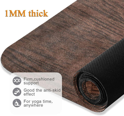 YETTASBIN Brown Solid Wood Yoga Mat for Women Men, Non Slip Exercise Mat Portable Travel Workout Mat with Storage Bag for Home Yoga, Pilates, Fitness 71x 26 Inch