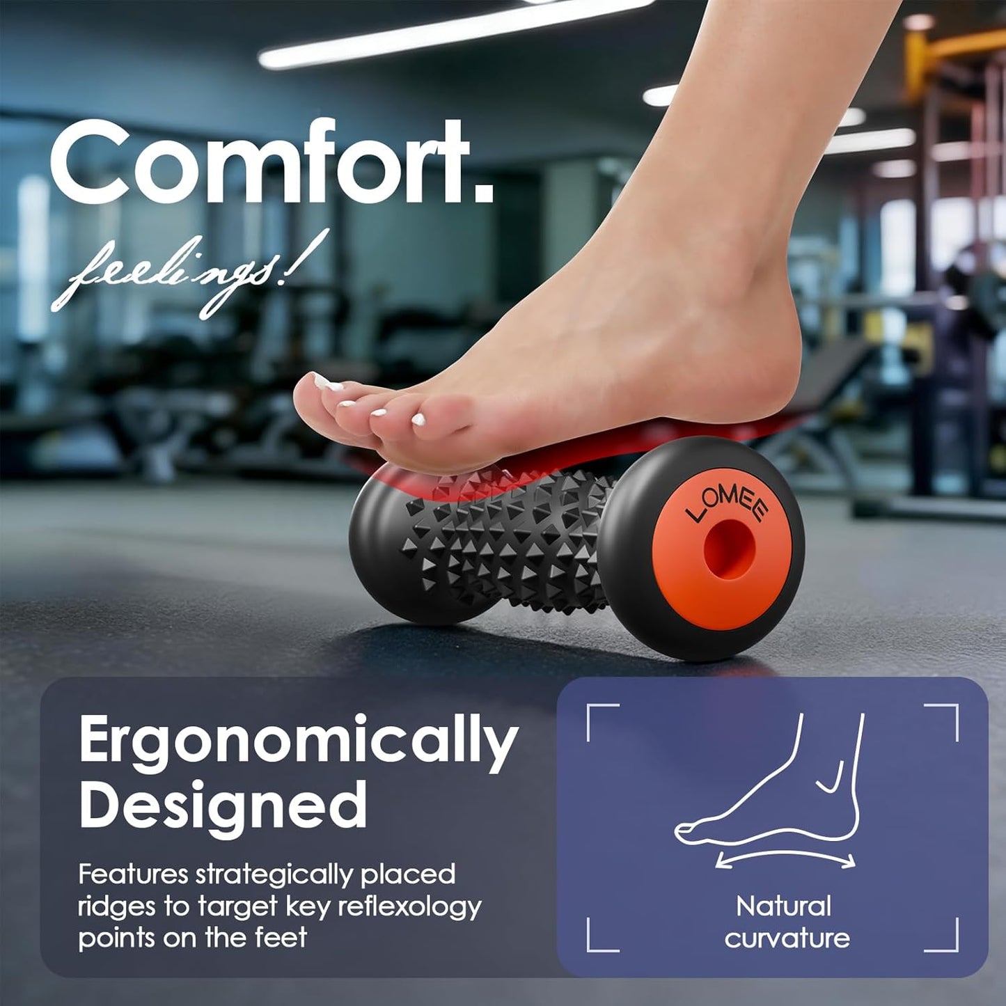 LOMEE Foot Roller Massager for Plantar Fasciitis Relief, Foot Arch and Heel Pain Relief, Portable Reflexology Massage Tool, Deep Tissue Muscle Massage Roller