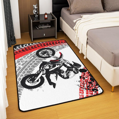 Feelyou Dirt Bike Area Rug 3x5 Kids Extreme Sports Green Honeycomb Living Room Rugs for Bedroom Boys Girls Teens Racing Motocross Rider Decorative Carpet Rug Non-Slip Motorcycle Indoor Floor Mat