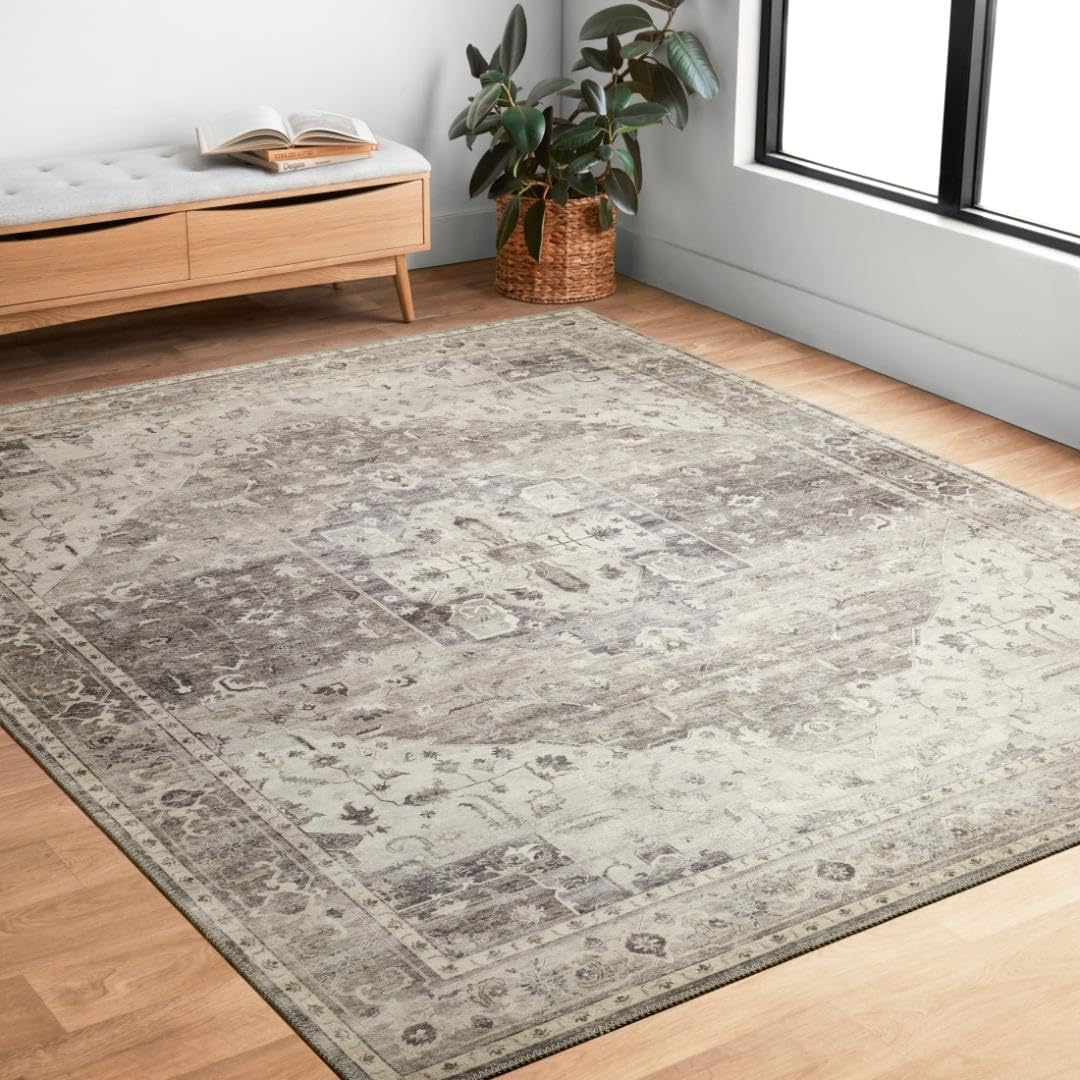 Loloi Hathaway Collection HTH-06 Blush/Multi 2'-6" x 7'-6", .25" Thick, Runner Rug, Soft, Durable, Printed, Modern, Low Pile, Non-Shedding, Easy Clean, Living Room Rug