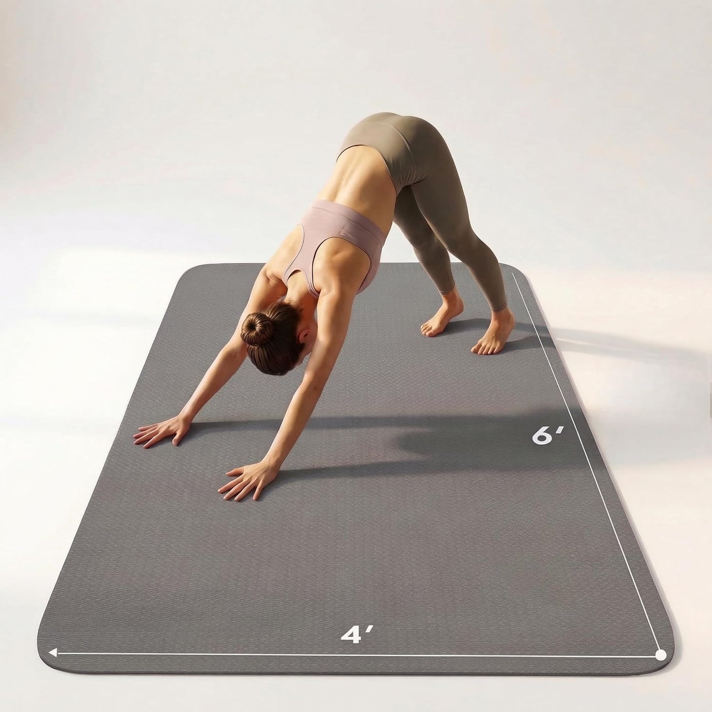FrenzyBird Large Yoga Mat 6'x 4'（72”x 48”）—1/4" &1/3" Extra Wide Exercise Mat 183cm x 122cm Large Exercise Mat Big Home Yoga Mat Pilates Mat,Non Slip,Thick,TPE Workout Mat,for Women & Men, Yoga, Pilates, Gym and Floor Workouts Pilates