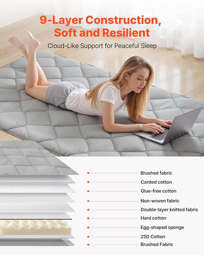 VEVOR Japanese Floor Mattress, Futon Mattress, 100% High Density Comfortable Foam, Foldable Tatami Mat with Storage Bag, Sleeping Pad for Camping Dormitory Yoga