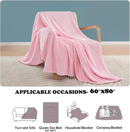 NEWCOSPLAY Super Soft Throw Blanket Light Purple Premium Silky Flannel Fleece Leaves Pattern Lightweight Bed Blanket All Season Use (Light Purple, Throw(50"x60")) - Colors B