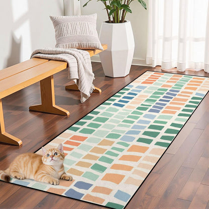 Runner Rug Washable 2x6 White Navy Blue Green Tartan Plaid Scottish Texture from Tartan Plaid Non-Slip Hallway Area Rug Indoor Outdoor Home Decor for Entryway Bathroom Kitchen Carpet Yoga Floor Mat