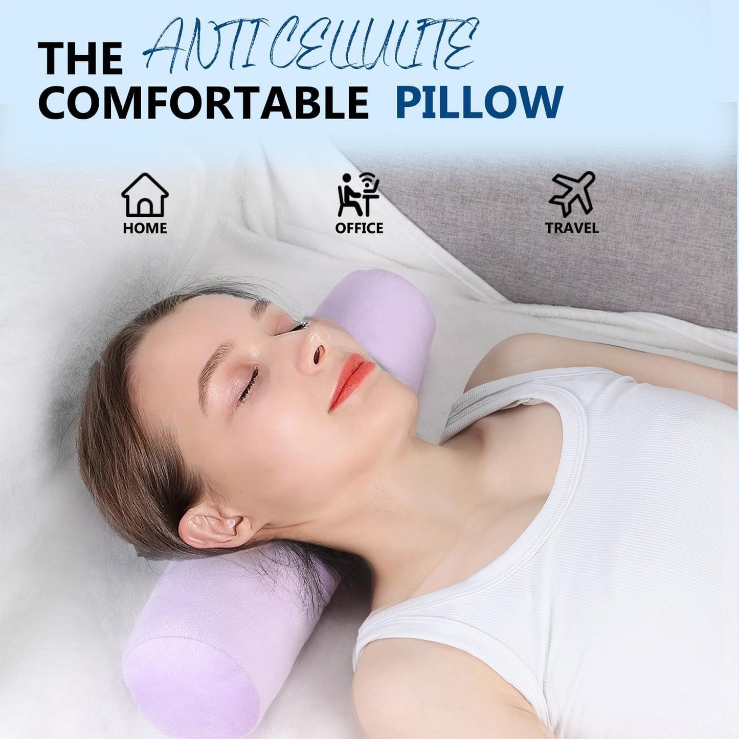 Health Cervical Neck Roll, Comfortable and Highly Resilient Bolster Pillows, Round Neck Pillows Support for Sleeping | Large Size Bolster Pillow for Bed, Legs, Back and Yoga (Purple 81)