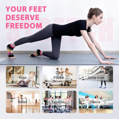 Pilates Socks for Women Grip Yoga Non Slip Socks for Barre Dance Workout Hospital