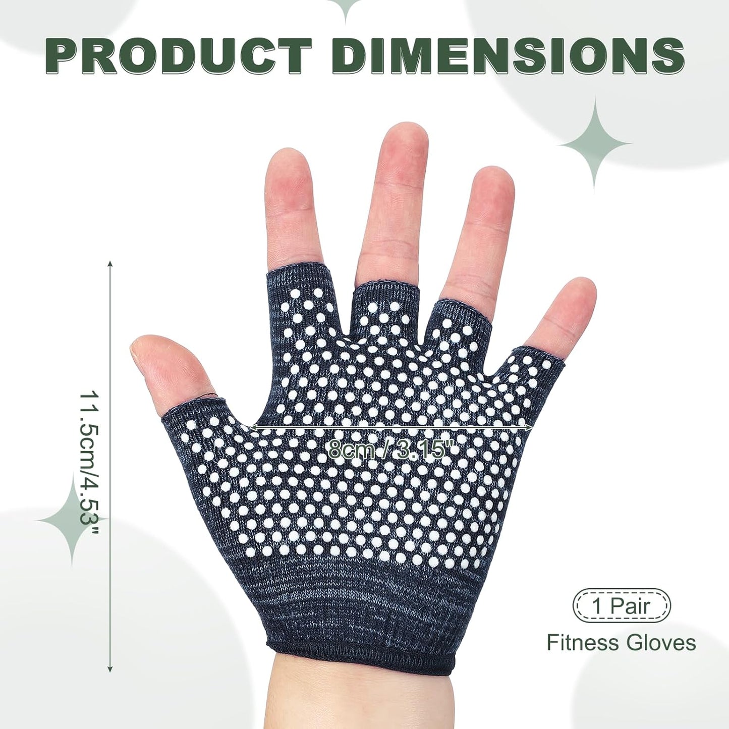 Yoga Gloves, Non Slip Fingerless Pilates Gloves Breathable Exercise Workout Mittens