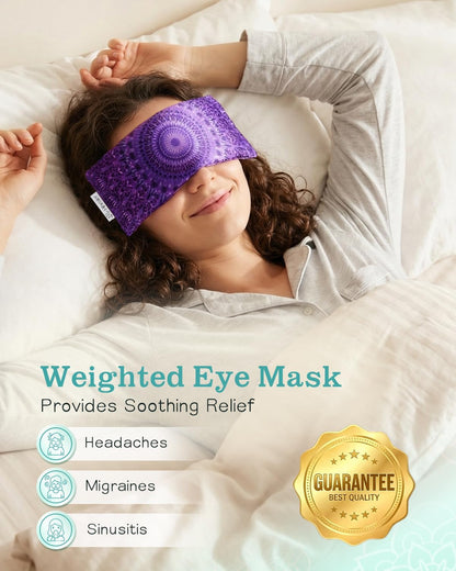 Weighted Lavender Eye Pillow, Mandala Velvet Flaxseed Aromatherapy Eye Mask for Sleeping, Meditation & Yoga Cooling & Heating Pad for Migraine Relief, Relaxation Spa Gifts for Women (Lavender Purple)