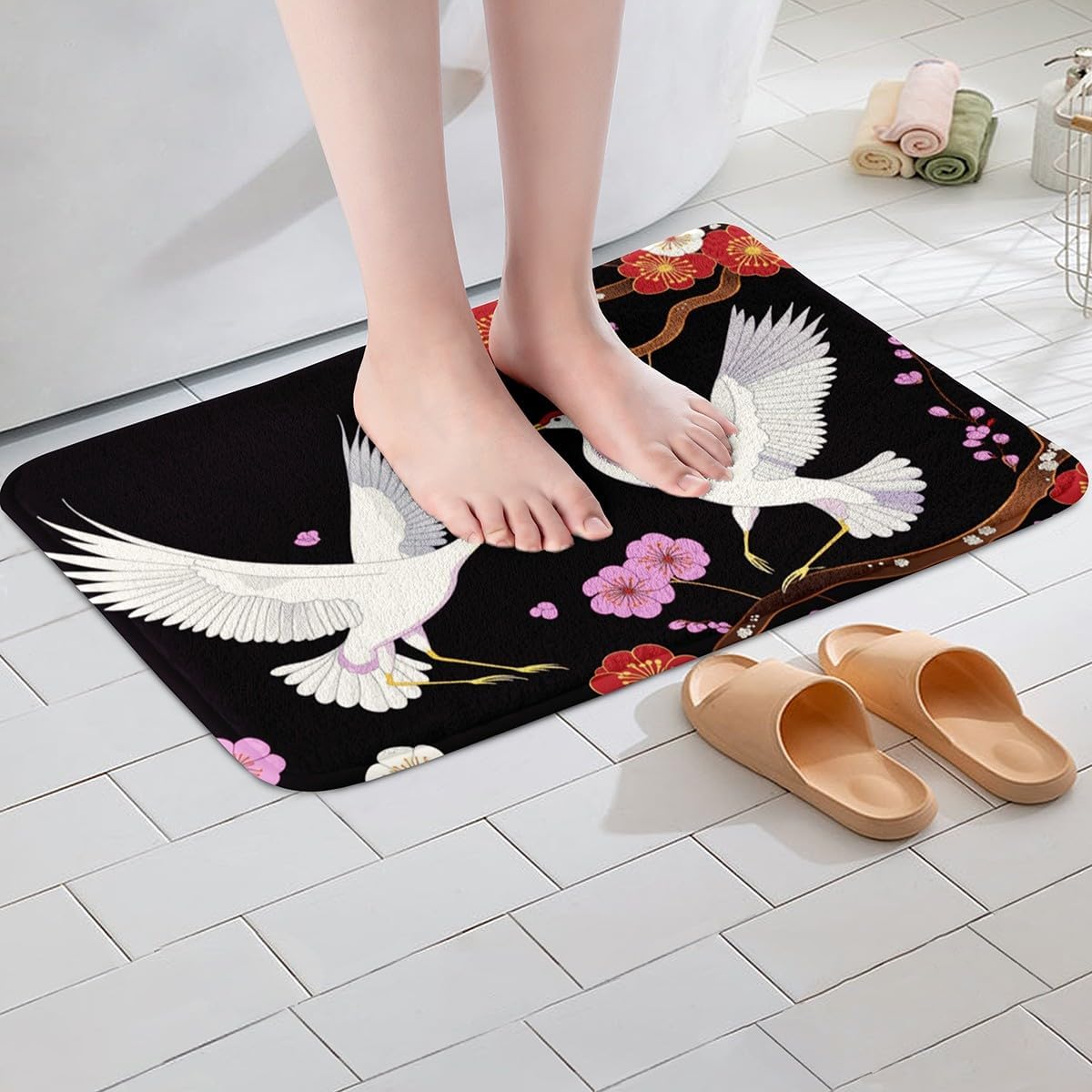 Erosebridal Yoga Bathroom Rugs Gradient Bath Mat,Meditation 20"X 32" Doormats Floor Mats for Kids Boys Girls Teens Lotus Art Non Slip Bath Rug
