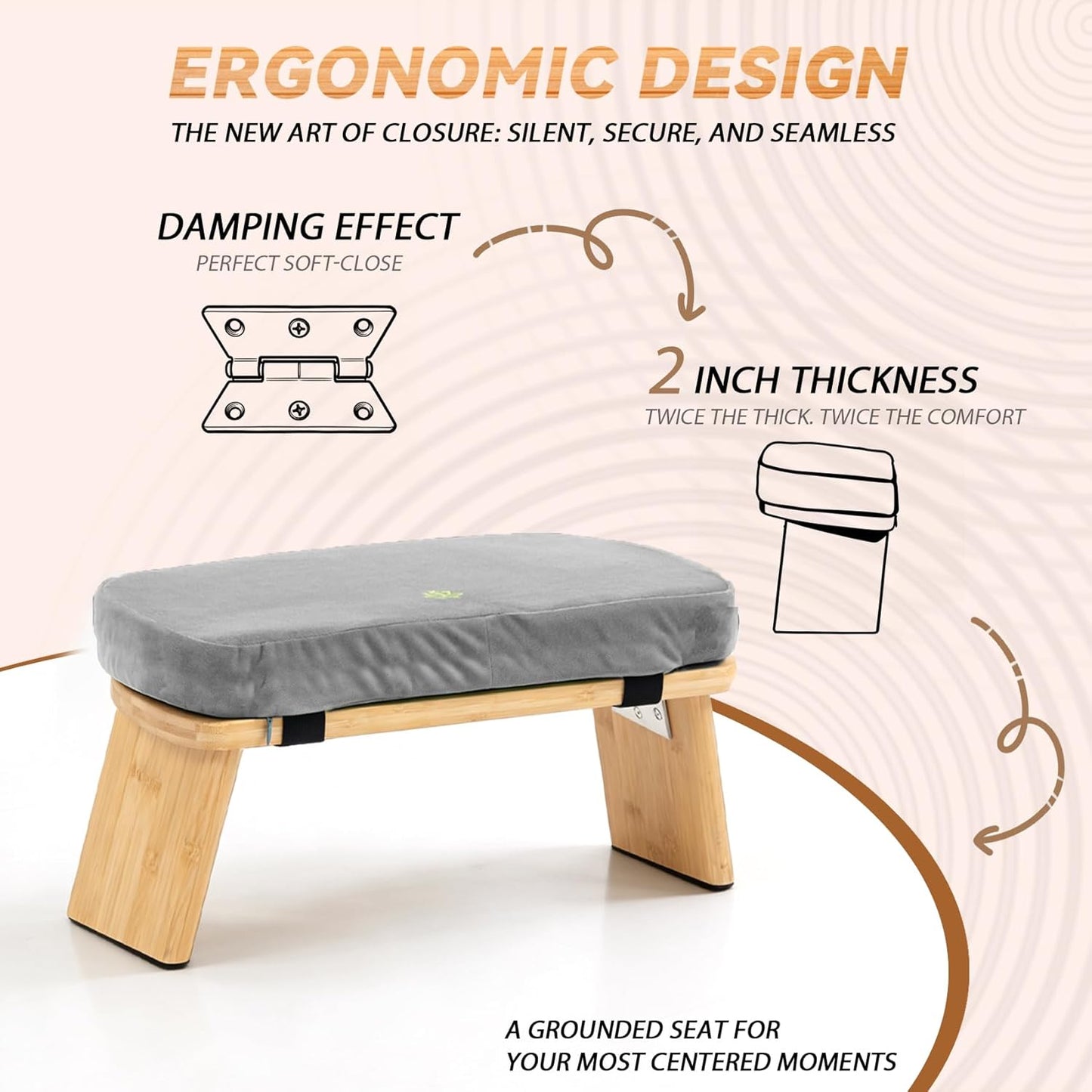 Meditation Bench, Bamboo Meditation Stool, Folding Kneeling Meditation Bench, Seiza Prayer Bench, Prayer Bench with Meditation Cushion, Kneeling Stool(Green-Bag)