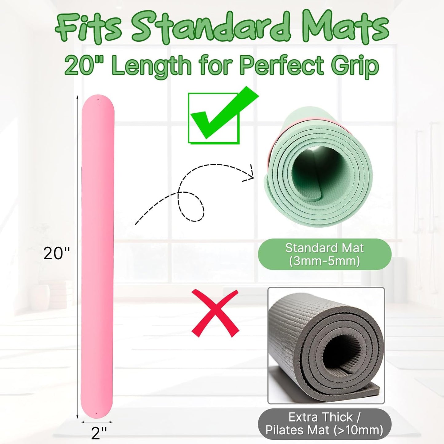 Aolamegs Yoga Mat Strap Slap Band-Instant One Snap Holder Keeps Mats Tightly Rolled & Secure -Soft Silicone Gym Accessories