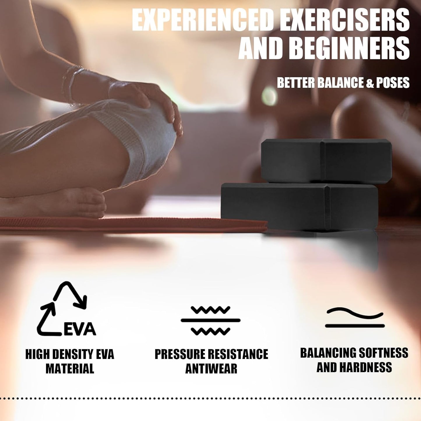 2 Pcs Yoga Blocks, 9"x6"x3" Foam Blocks Yoga Props for Pilates Stretching and Meditation Exercise Blocks Lightweight Yoga Essentials