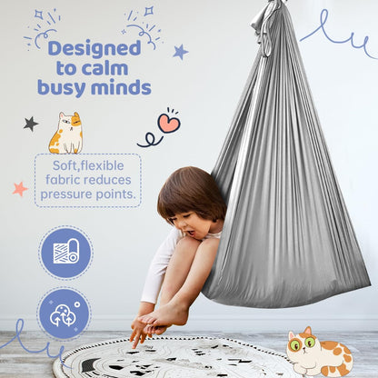 Aokitec Therapy Swing for Kids with Special Needs (Hardware Included) Snuggle Swing Cuddle Hammock Indoor Adjustable Aerial Yoga for Children with Autism, ADHD, Asperger, Sensory Integration