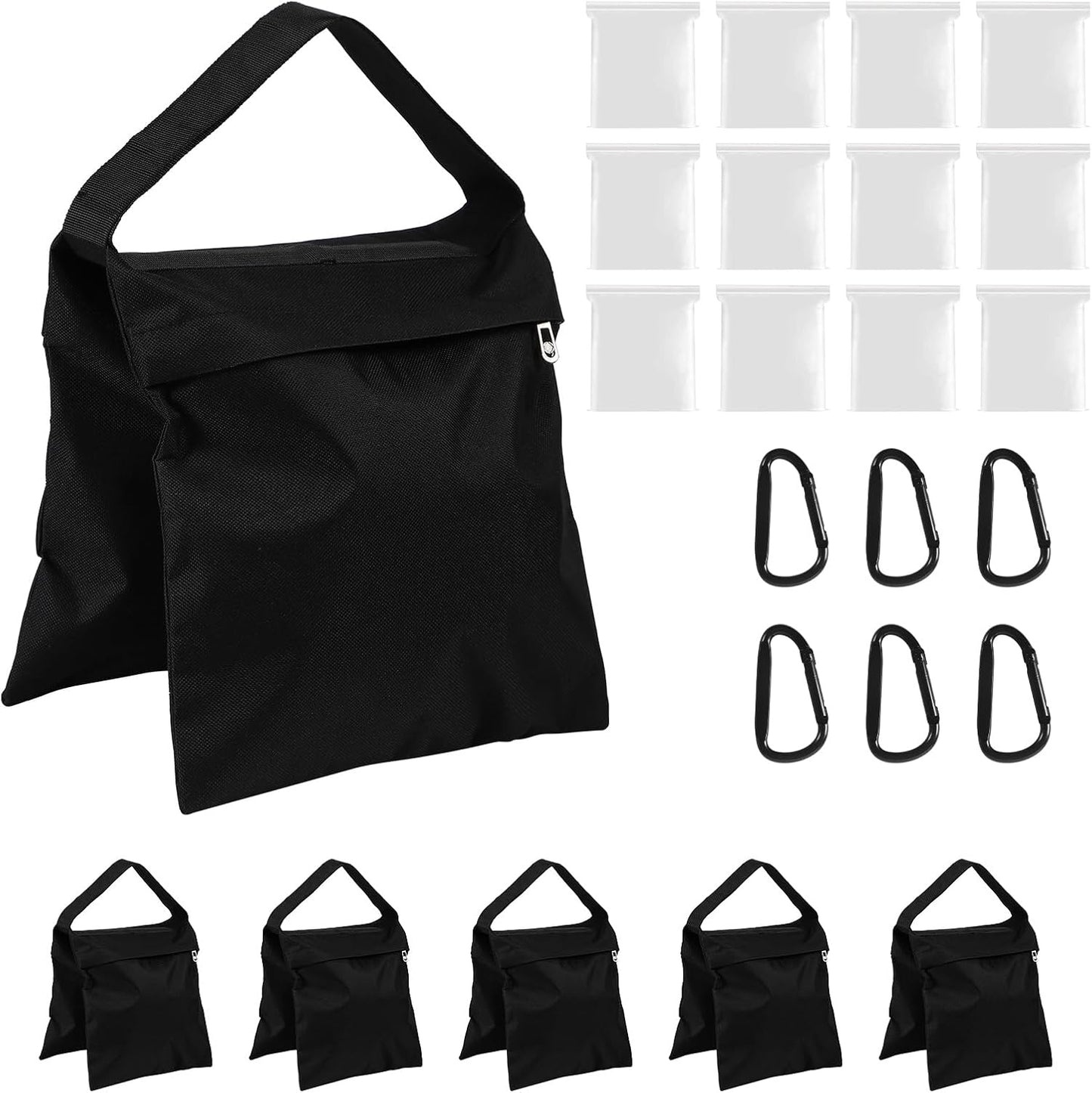 12 Pack Sandbags Weight Bags for Photography Equipments, Photography Sand Weight Bags, Heavy Duty Sandbags for Backdrop Stand, Outdoor Canopy, Photo Tripod,Pop up Tent, Umbrella Base (Black)