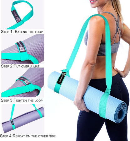 A AZURELIFE [MAT NOT Included] Yoga Mat Sling, Yoga Mat Straps for Carrying, Easy-Cinch Yoga Mat Holder Strap