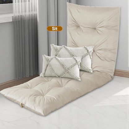 BALAPET Floor Lounger Pillow,Foldable Light Thick Tufted Floor Pillow Cushion with Elasticized Webbing for Easy Storage Floor Lounger for Meditation, Playing, Yoga, Reading, Sleeping(Beige White)