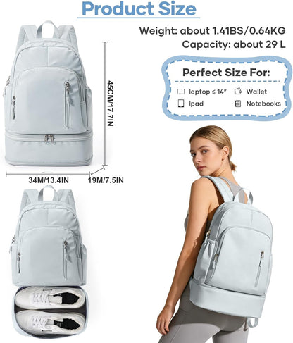 Gym Backpack for Women Men, Dance Backpacks With Shoe Compartment, Sports Back pack For Yoga Fitness Beach Hiking Sports(Green)